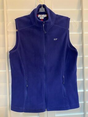 Vineyard Vines Royal Blue Fleece Zip Vest with Zipper Pockets Women’s XSmall EUC